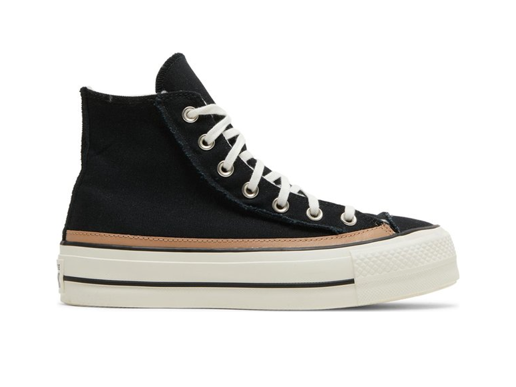 Converse Wmns Chuck Taylor All Star Raw Edge Platform High Black Champagne Tan-Converse-pikastore.cz