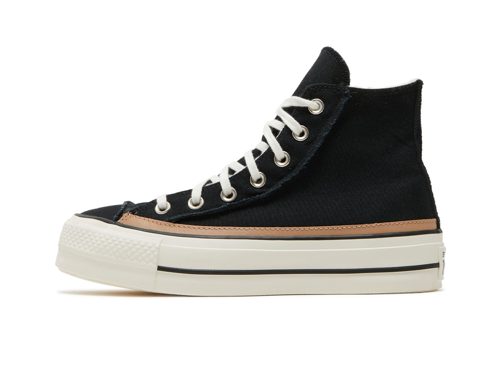 Converse Wmns Chuck Taylor All Star Raw Edge Platform High Black Champagne Tan-Converse-pikastore.cz
