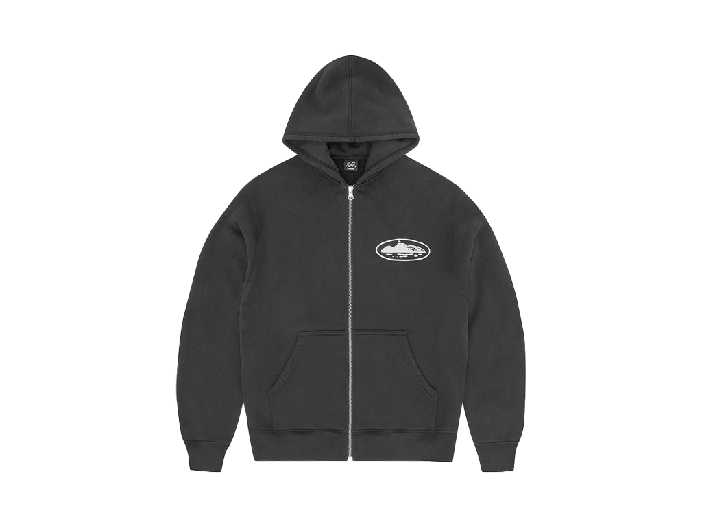 Corteiz Island Puff Print Zip Hoodie Black