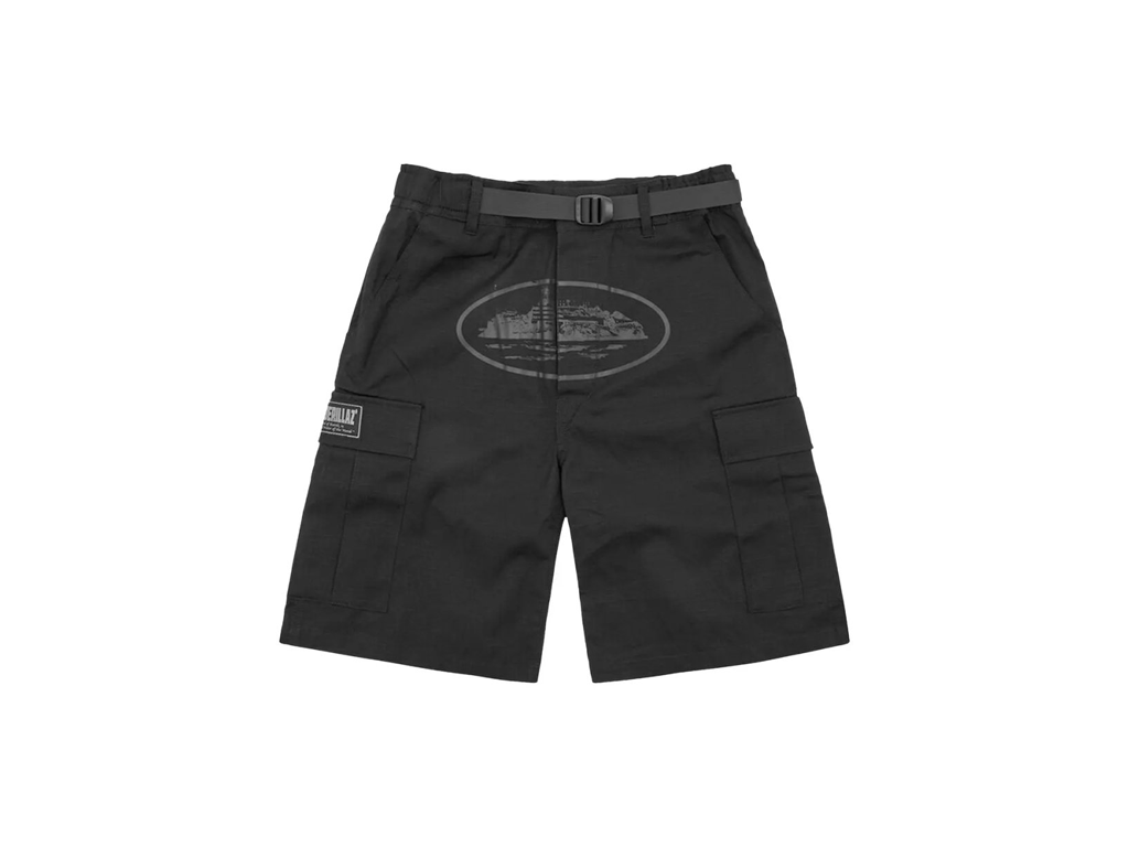 Corteiz Alcatraz Cargo Shorts Triple Black-Corteiz-pikastore.cz