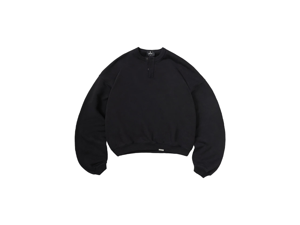 Represent Initial Henley Collar Sweater Jet Black
