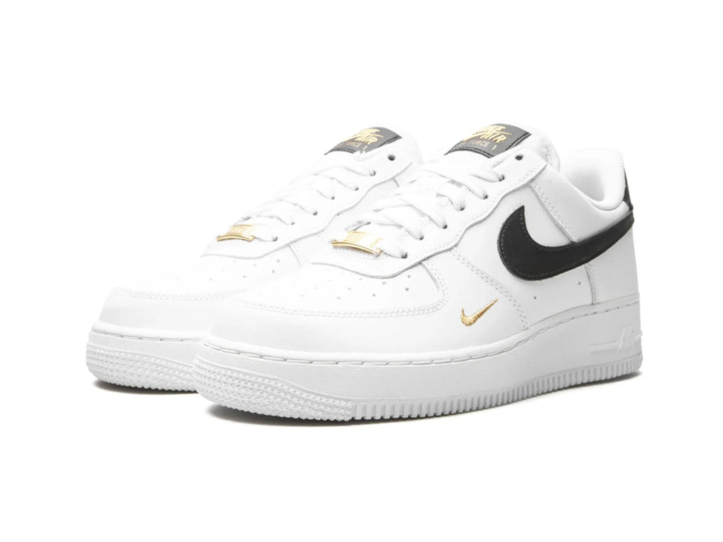 Nike Air Force 1 Low '07 Essential White Black Gold Mini Swoosh (Women's)