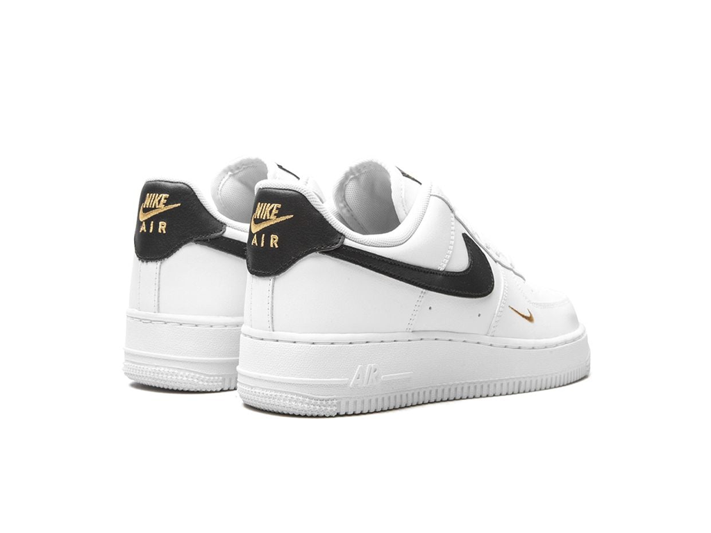 Nike Air Force 1 Low '07 Essential White Black Gold Mini Swoosh (Women's)