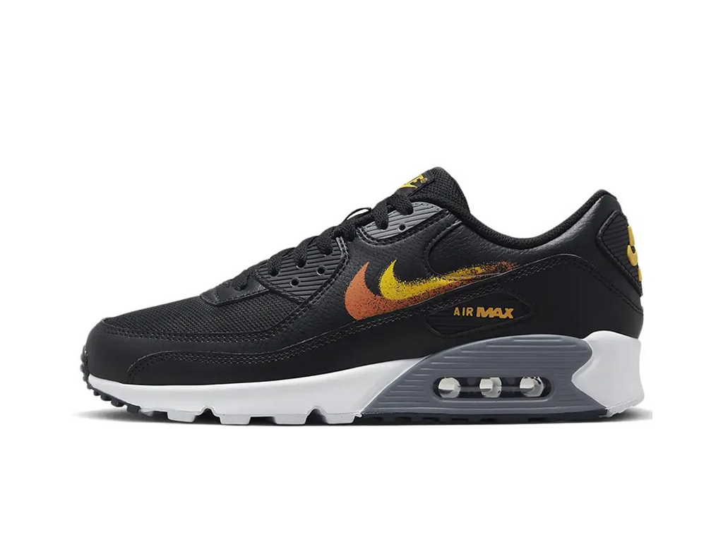 Nike Air Max 90 Spray Paint Swoosh - Black Gold Orange-Nike-pikastore.cz