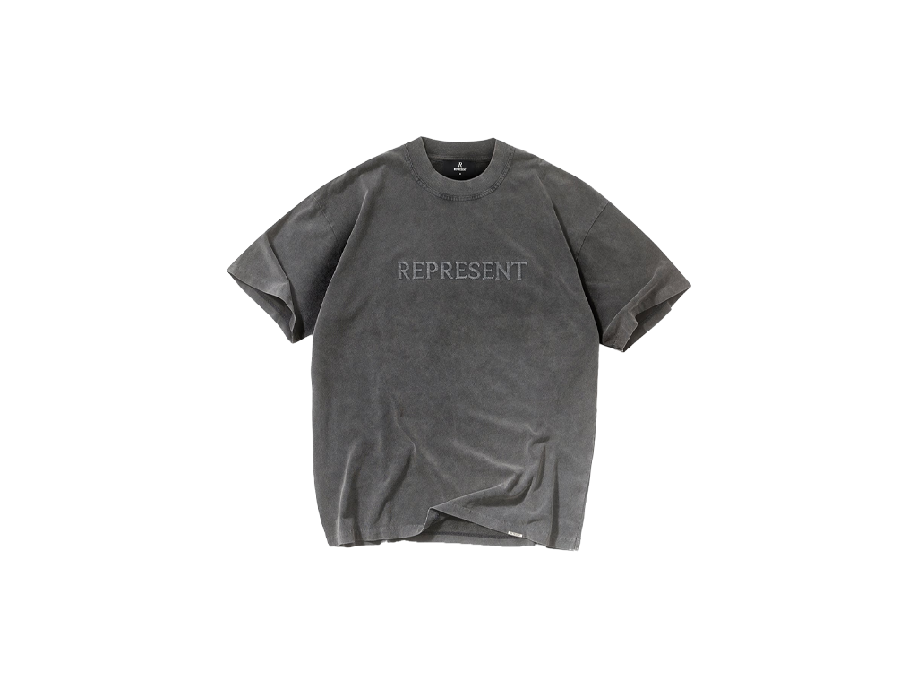 Represent Embroidered Serif Logo T-Shirt Vintage Grey-Represent-pikastore.cz