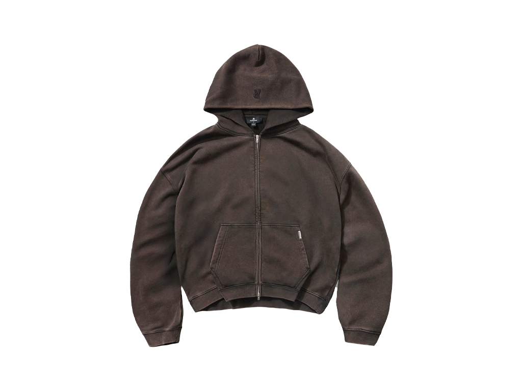 Represent Initial Boxy Zip Through Hoodie Coffee