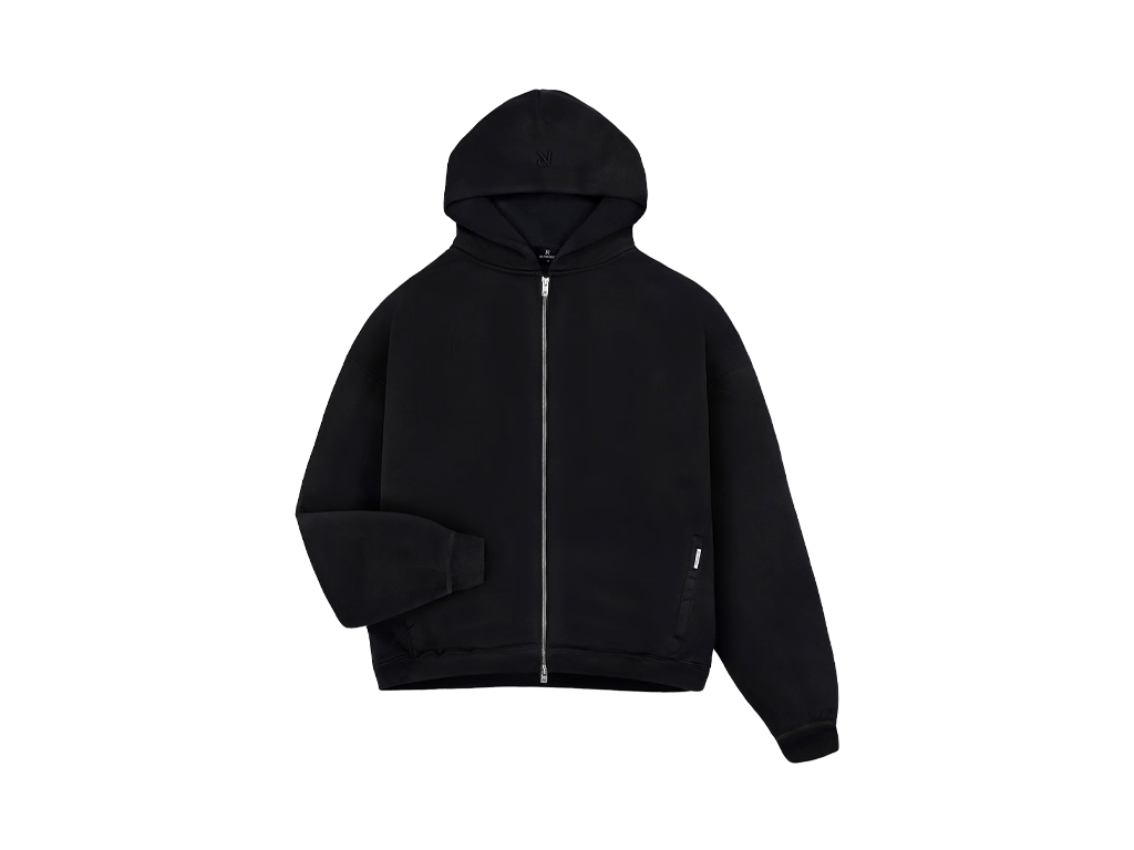 Represent Initial Boxy Zip Through Hoodie Jet Black