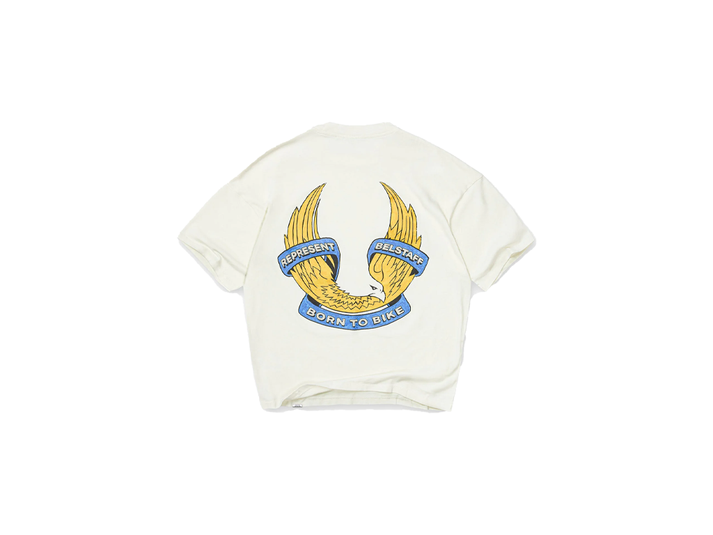 Represent X Belstaff Born To Bike T-Shirt Flat White-Represent-pikastore.cz