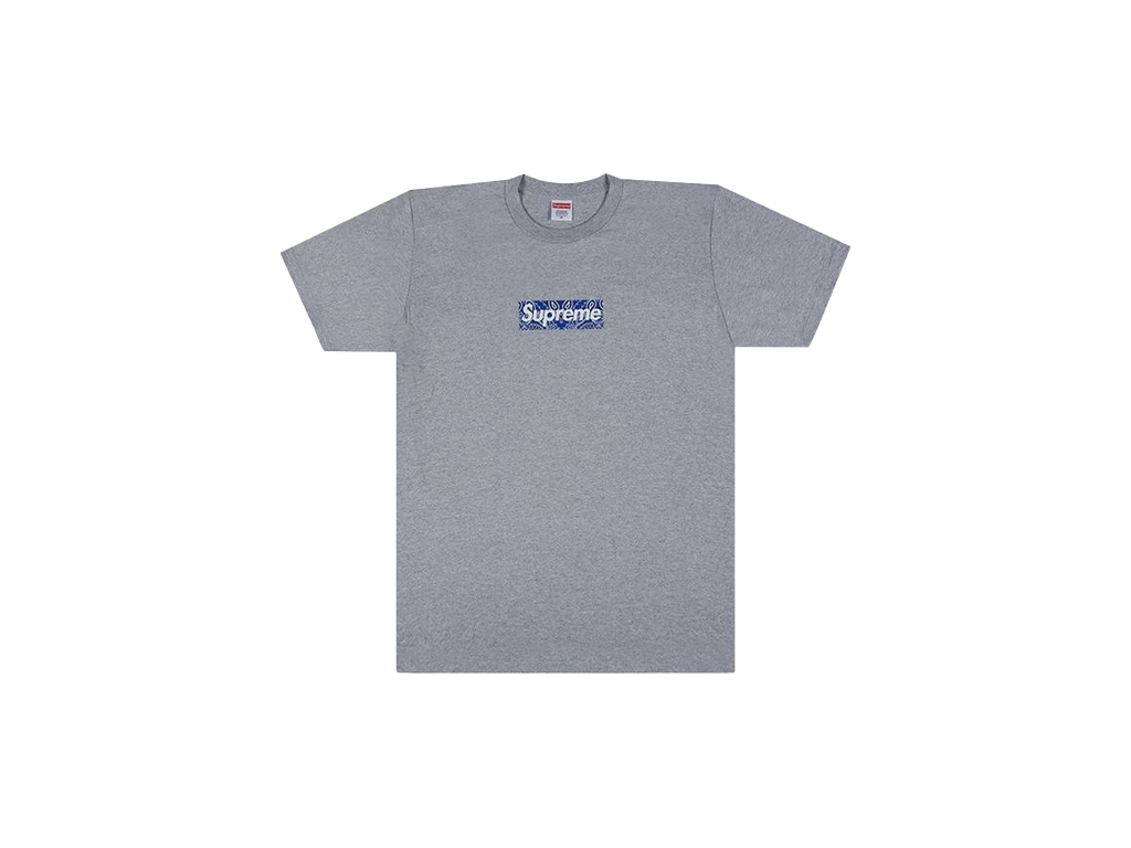 Supreme Bandana Box Logo Tee Heather Grey-Supreme-pikastore.cz