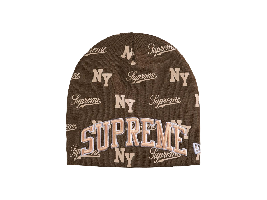Supreme New Era Monogram Beanie Brown-Supreme-pikastore.cz