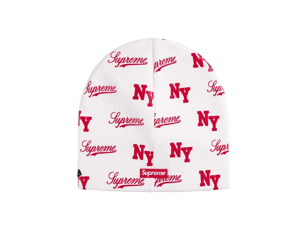 Supreme New Era Monogram Beanie White-Supreme-pikastore.cz