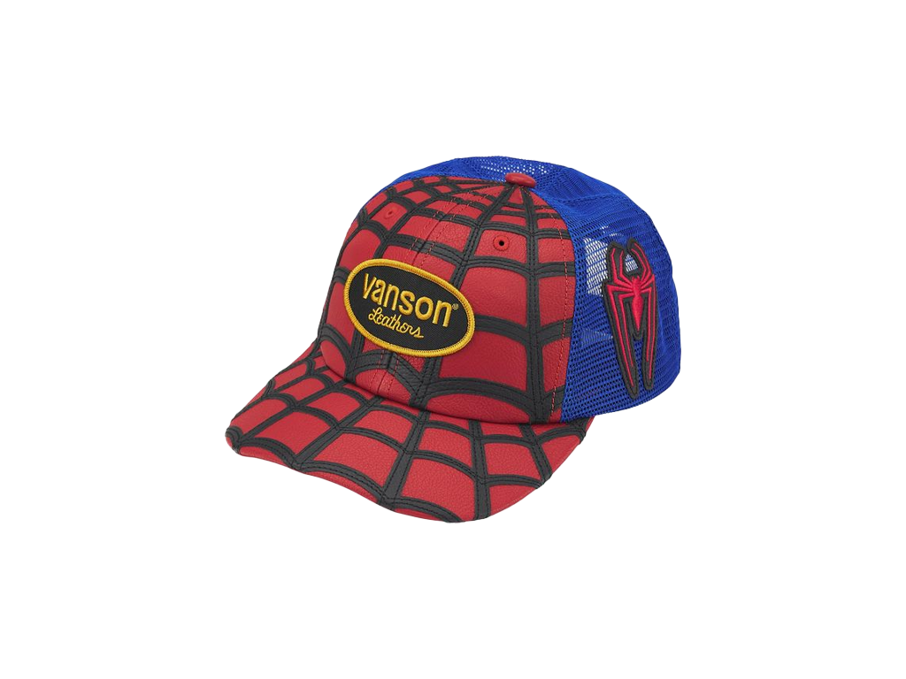 Supreme Vanson Leathers Spider-Man Mesh Back 6-Panel Hat-Supreme-pikastore.cz