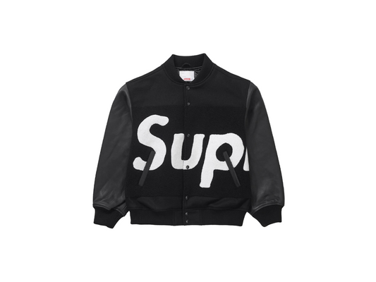 Supreme Big Logo Chenille Varsity Jacket Black