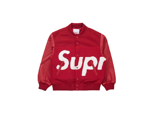 Supreme Big Logo Chenille Varsity Jacket Red