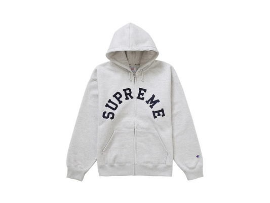 Supreme Champion Zip Up Hooded Sweatshirt Ash Grey