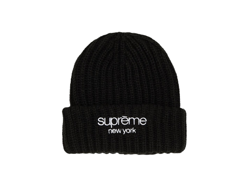Supreme Classic Logo Chunky Ribbed Beanie (FW24) Black-Supreme-pikastore.cz