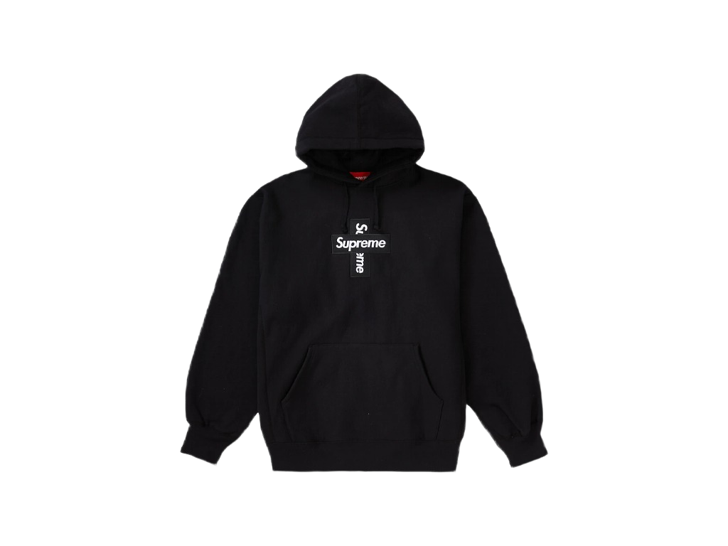 Supreme Cross Box Logo Hooded Sweatshirt Black-Supreme-pikastore.cz