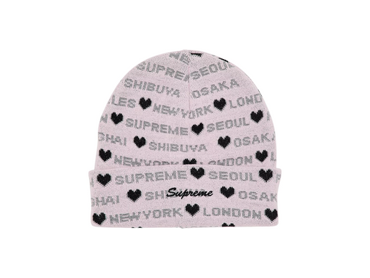 Supreme Hearts Beanie Pink