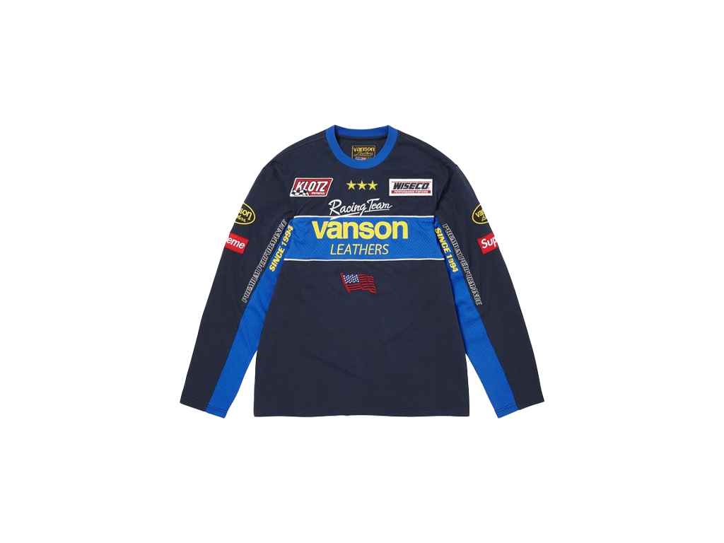 Supreme x Vanson Leathers Long-Sleeve Top Navy-Supreme-pikastore.cz