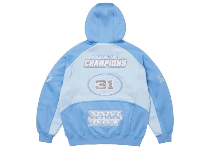 Supreme Football Zip Up Hooded Sweatshirt Light Blue