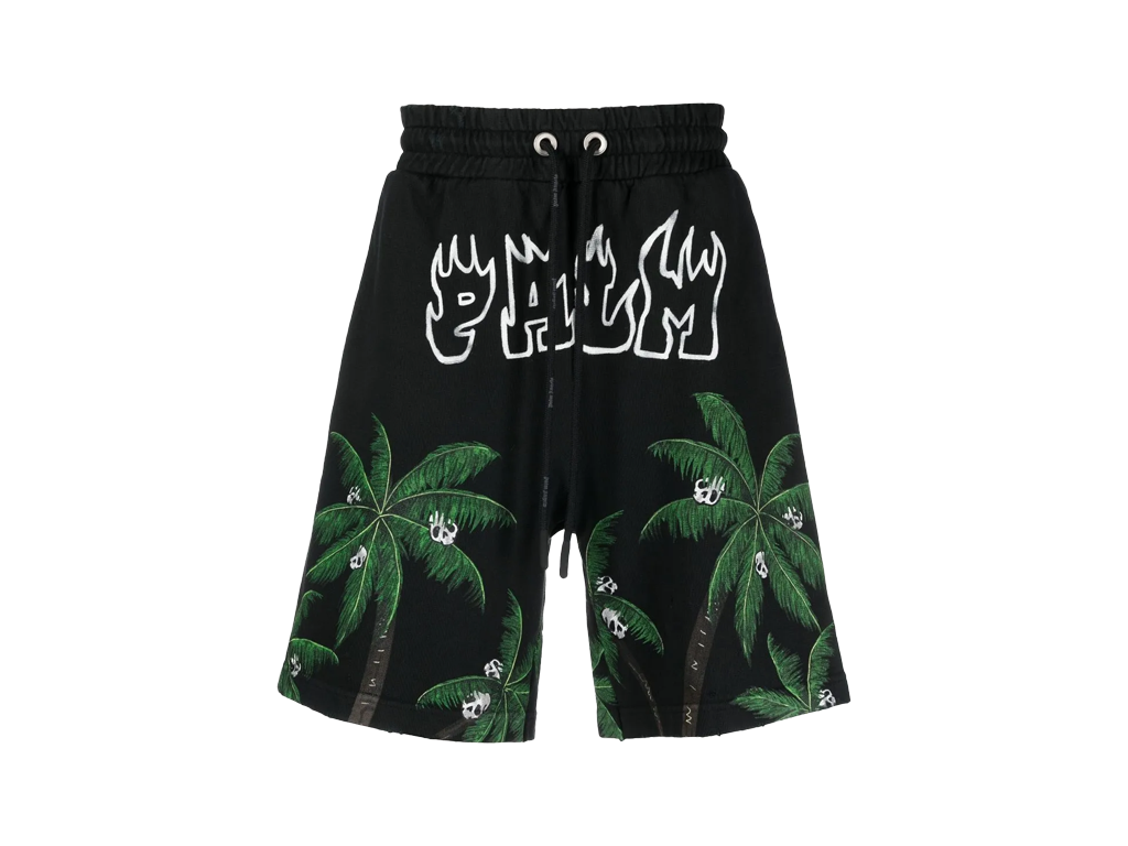 Palm Angels Palms And Skull Vintage Sweatshorts Black – kraťasy, zelená