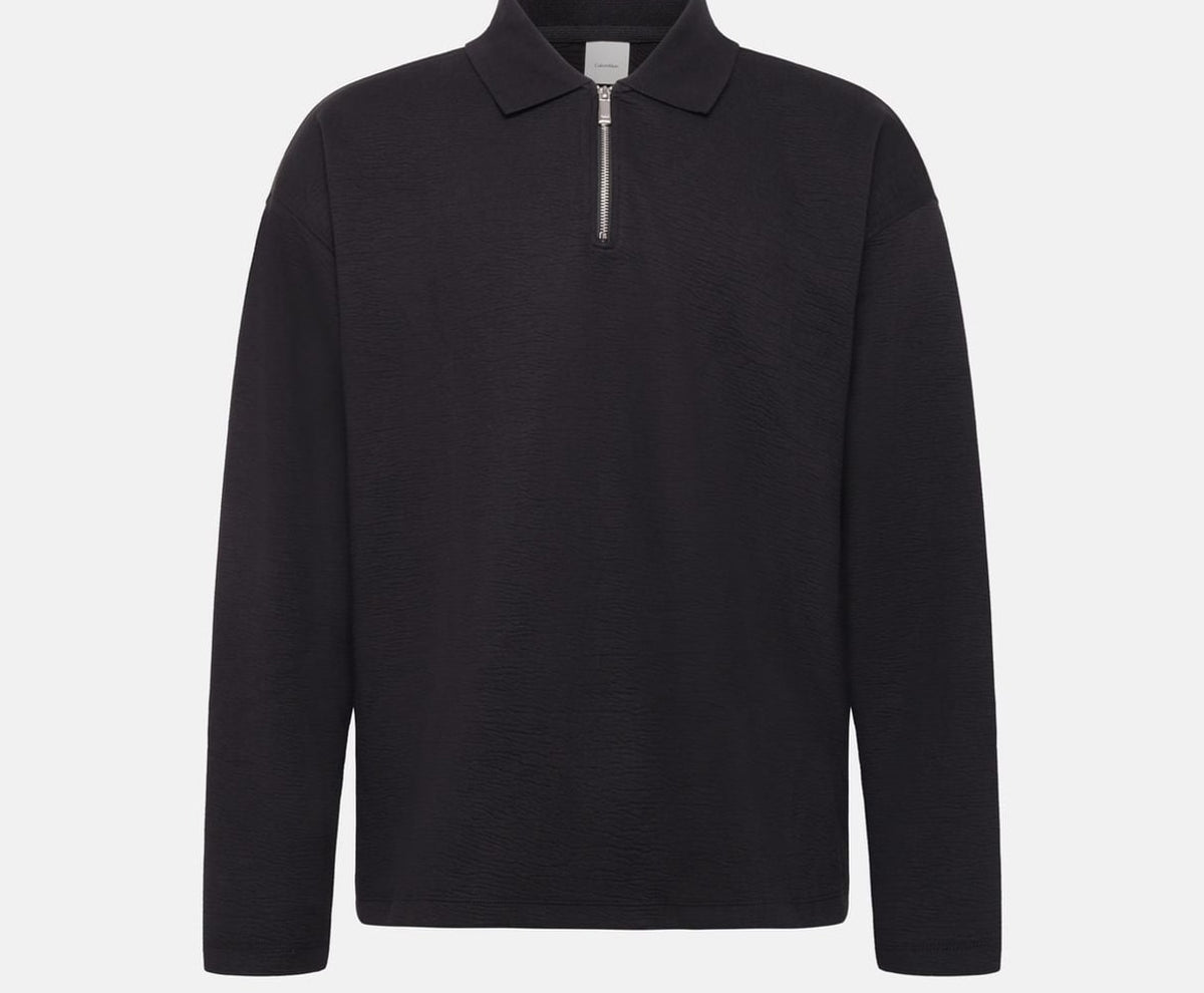 Calvin Klein Long-sleeved polo shirt Black – kläder, svart