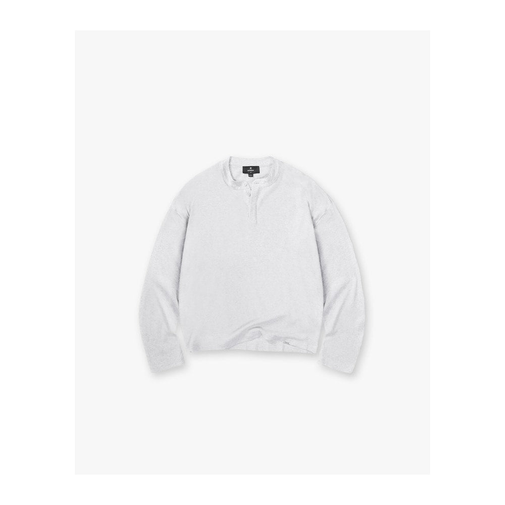 Represent Initial Henley Waffle Long Sleeve T-Shirt Ice Grey Marl