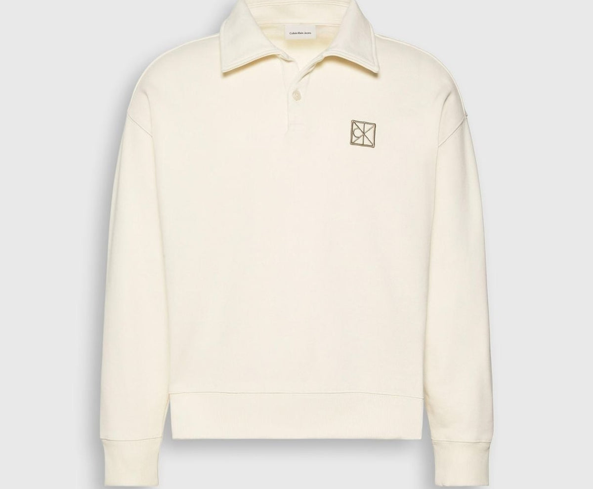 Calvin Klein Long-sleeved polo shirt Terry White – kleding, wit