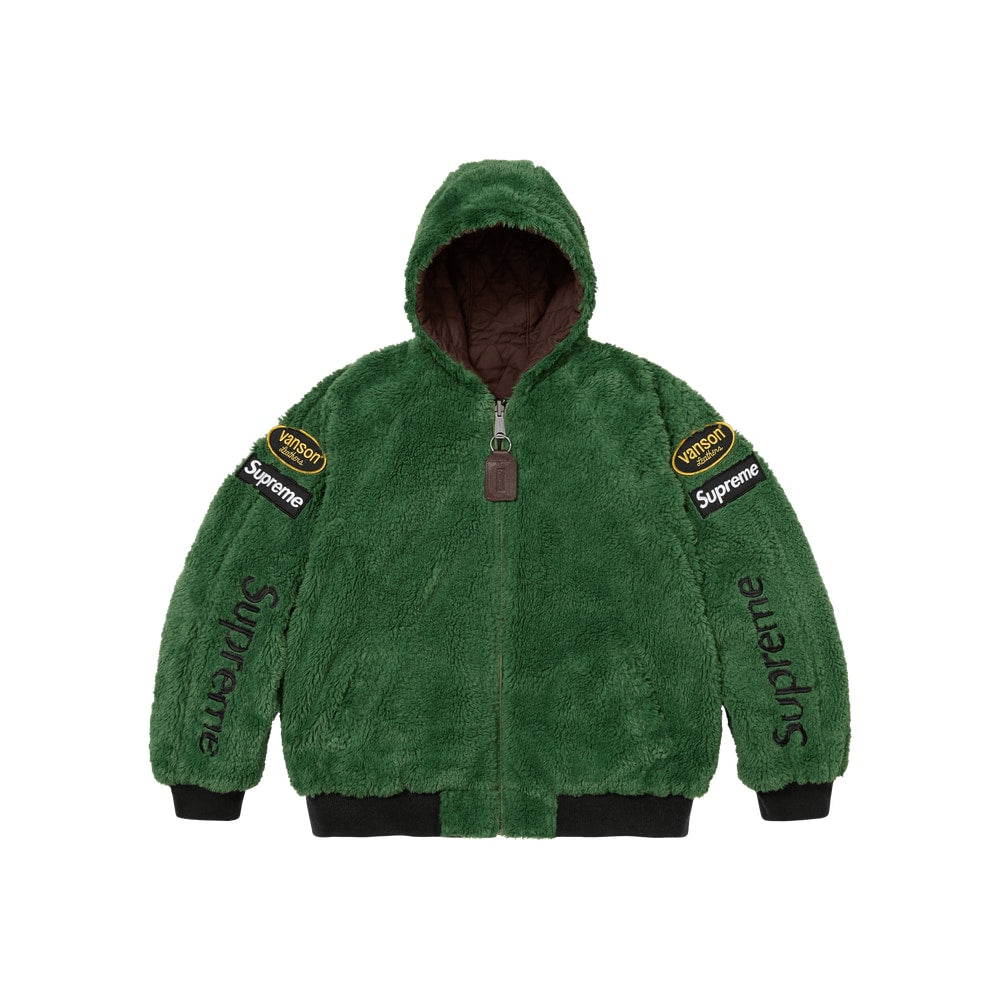 Supreme x Vanson Leathers Reversible Quilted Hooded Jacket Brown