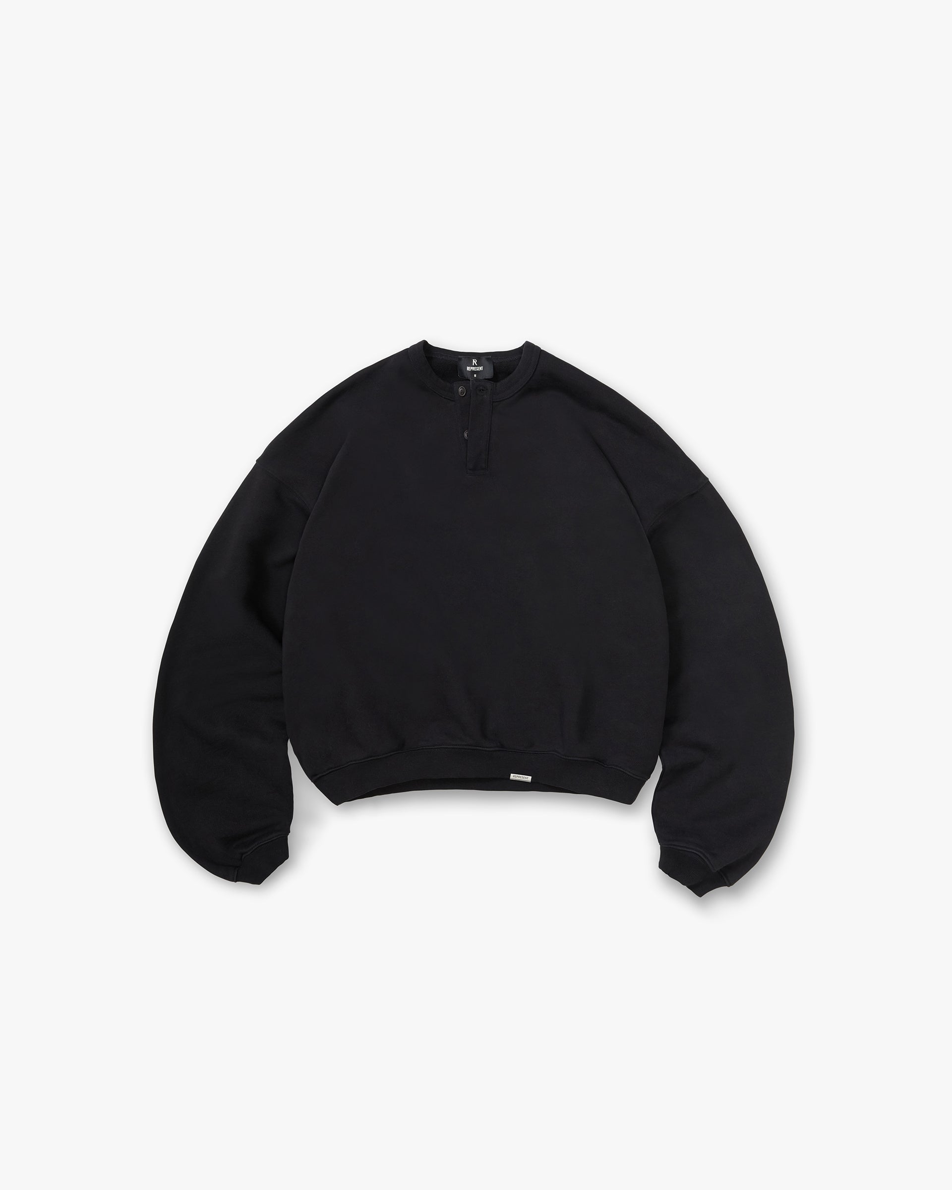 Represent Initial Henley Collar Sweater Jet Black