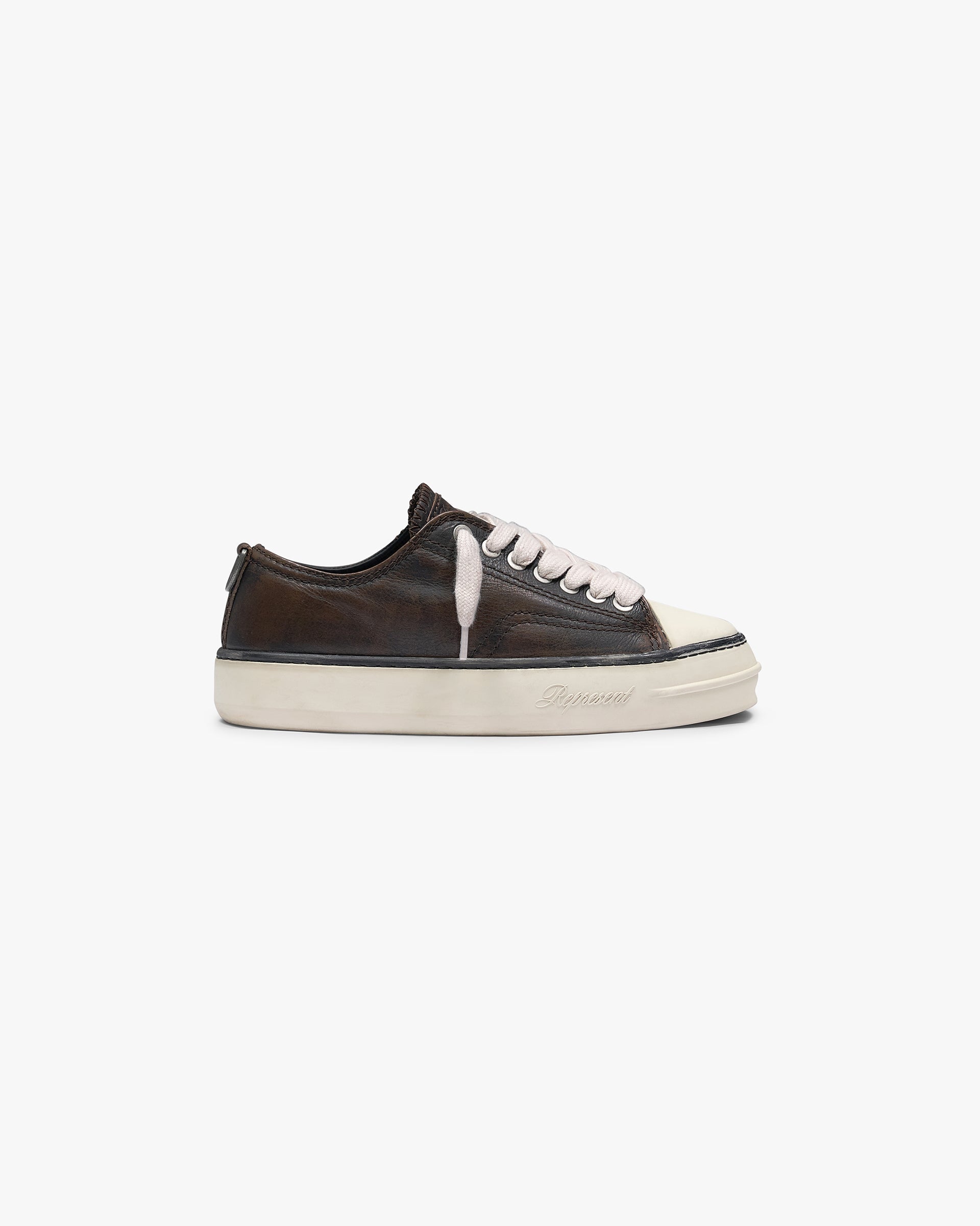 Represent Rep-Cap Distressed Leather Dark Brown