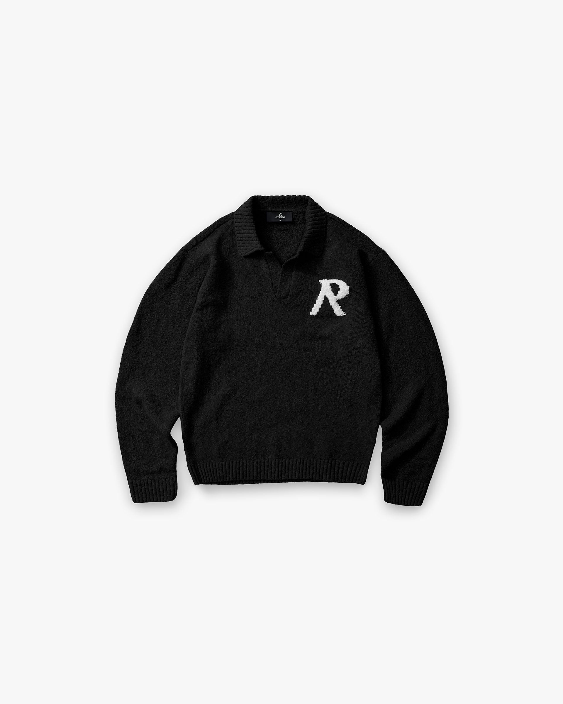 Represent Knitted Boucle Polo Jet Black