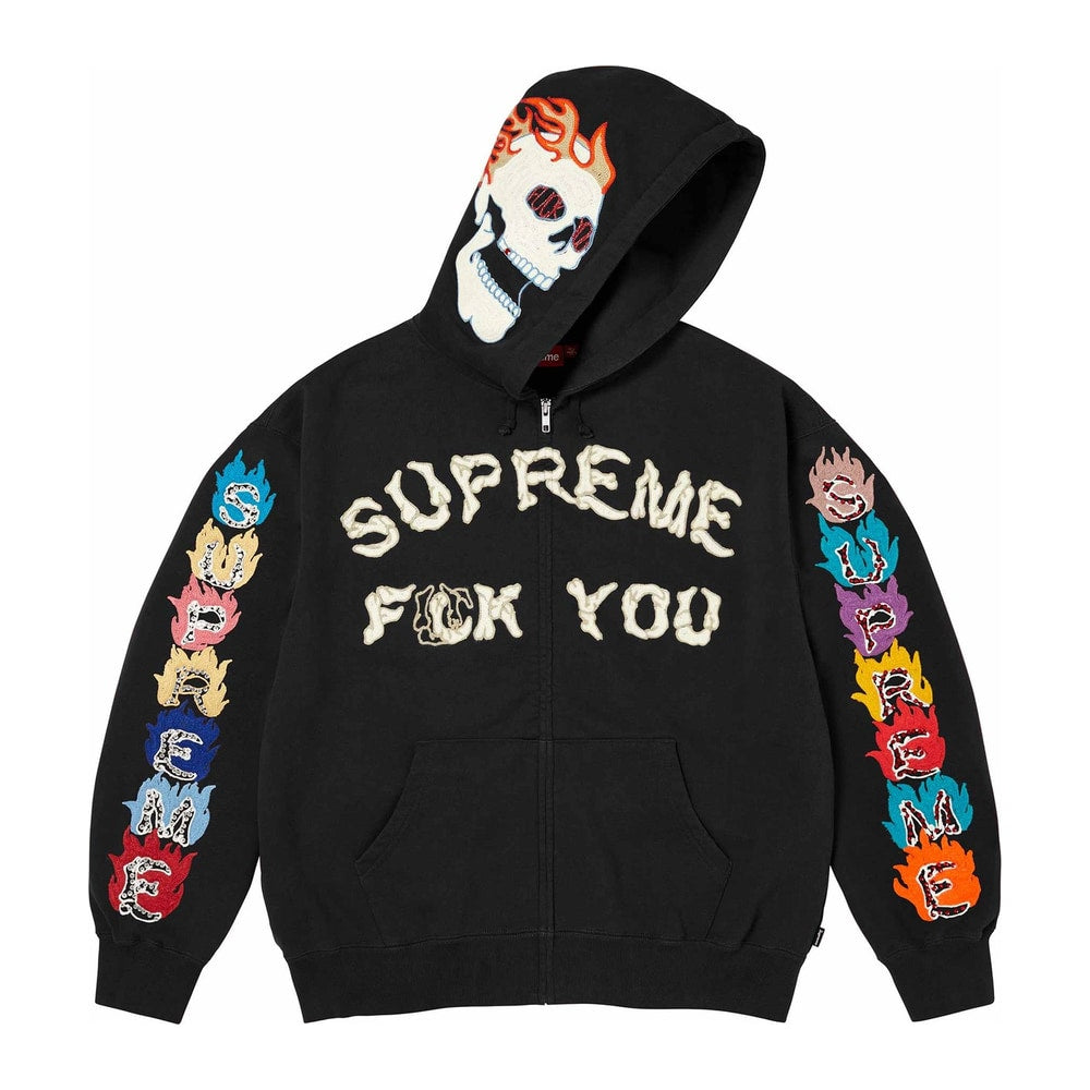 Supreme F**k You Zip Up Hooded Sweatshirt Black